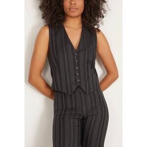 Nili Lotan Angelina Vest in Black Pinstripe 4